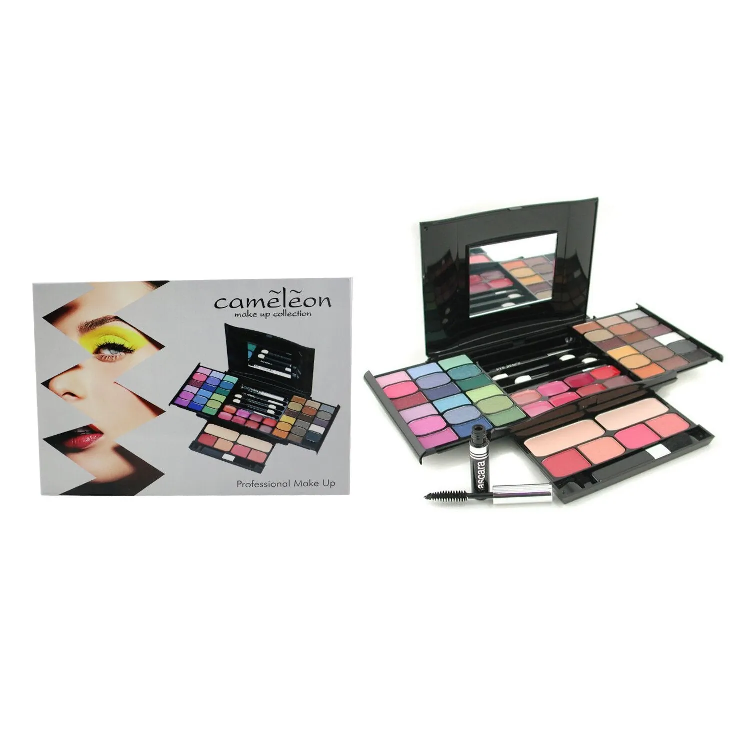 Cameleon MakeUp Kit G2327 (2x Powder. 36x Eyeshadows. 4x Blusher. 1xMascara. 1xEye Pencil. 8x Lip Gloss. 4x Applicators)