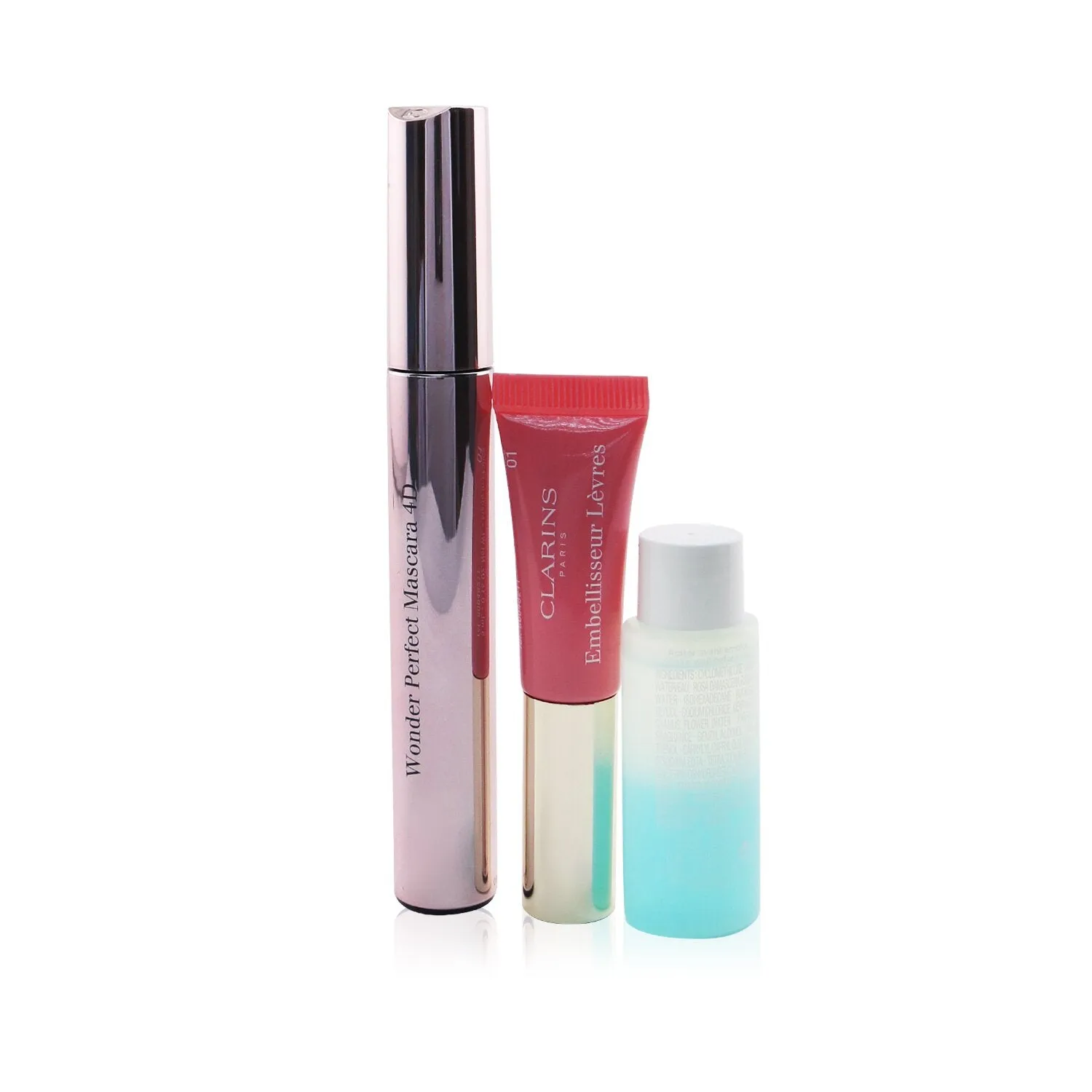 Clarins Wonder Perfect Mascara 4D Look Set: Mascara 8ml   Instant Eye Make Up Remover 10ml   Lip Protector 5ml  3pcs