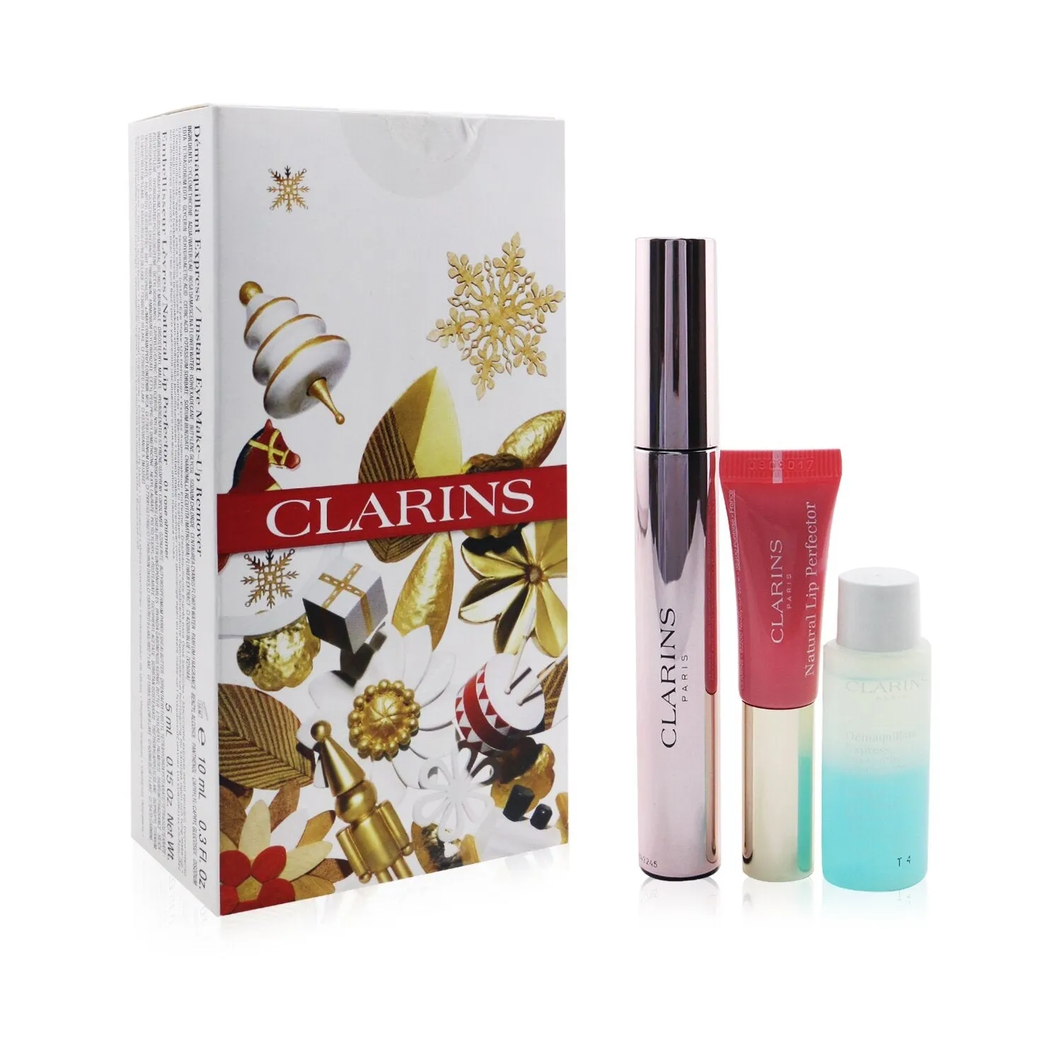 Clarins Wonder Perfect Mascara 4D Look Set: Mascara 8ml   Instant Eye Make Up Remover 10ml   Lip Protector 5ml  3pcs