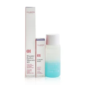 Clarins Wonder Perfect Mascara 4D Set: Mascara 8ml   Instant Eye Make Up Remover 30ml   Mini Crayon Khol  3pcs