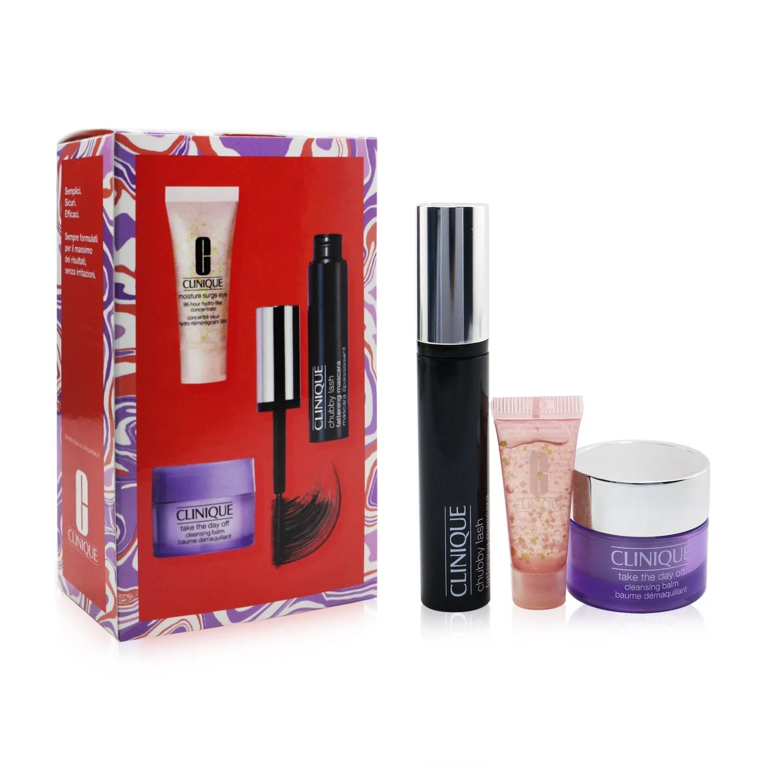 Clinique Chubby Lash Fattening Mascara Set (1x Mascara 8ml   Eye Concentrate 5ml   Cleansing Balm 15ml)  3pcs