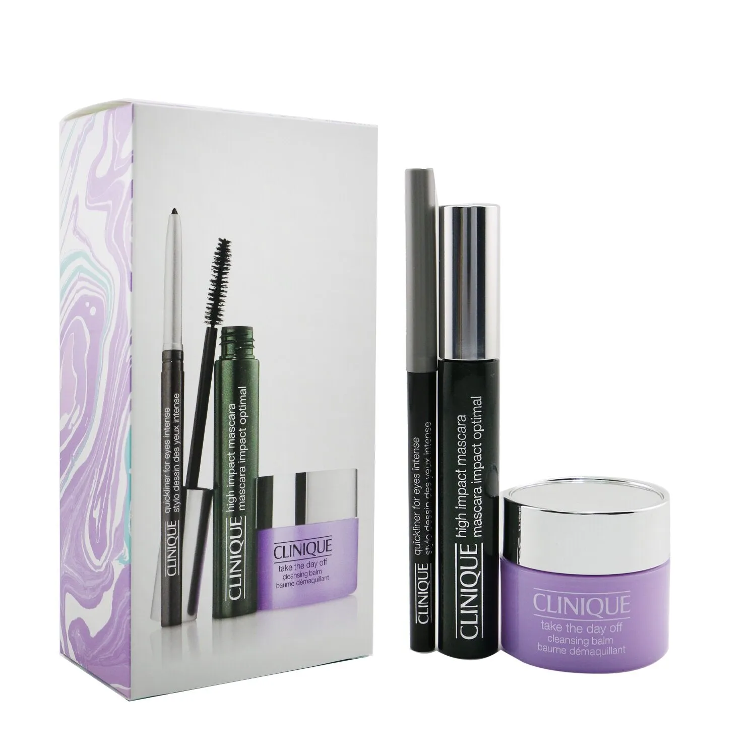Clinique High Impact Mascara Set (1x Mascara 7ml   Cleansing Balm 15ml   Eyeliner 0.14g)  3pcs