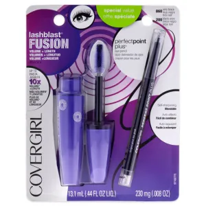 CoverGirl Lash Blast Fusion Mascara & Perfect Point Plus Eye Pencil by CoverGirl for Women - 2 Pc 0.44oz Lashblast Fusion Mascara - # 860 Very Black. 0.008oz Perfect Point Plus Eye Pencil - # 200 Black Onyx