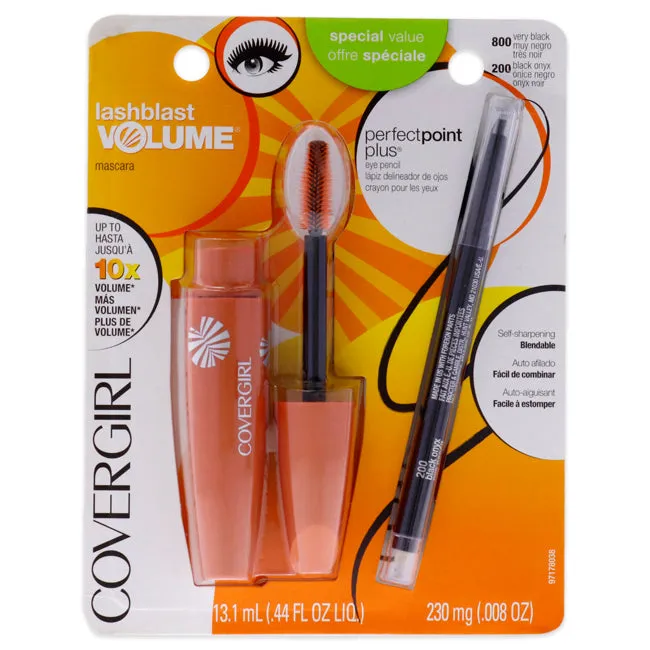 CoverGirl Lash Blast Volume Mascara & Perfect Point Plus Eye Pencil by CoverGirl for Women - 2 Pc 0.44oz Lashblast Volume Mascara - # 800 Very Black. 0.008oz Perfect Point Plus Eya Pencil - # 200 Black Onyx