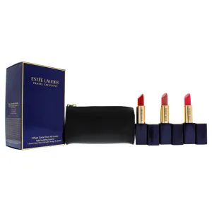 Estee Lauder 3 Pure Color Envy Hi-Lustre Lipsticks Set by Estee Lauder for Women - 4 Pc 3 x 0.12oz Light Sculpting Lipsticks - 110 Nude Reveal. 220 Sheer Sin. 320 Drop Dead Red. Cosmetic Bag