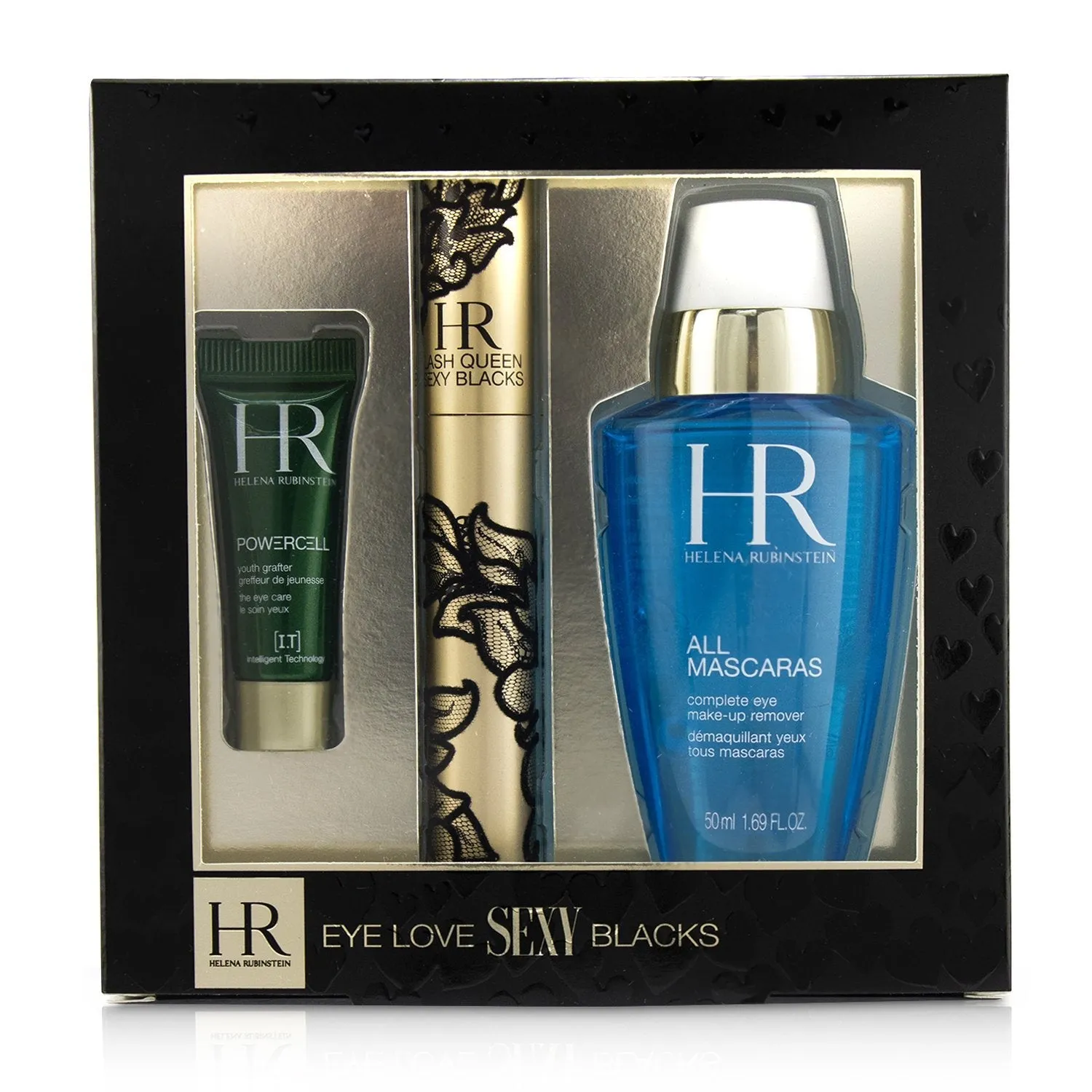 Helena Rubinstein Eye Love Sexy Blacks Mascara Set : Lash Queen Sexy Blacks Mascara 6.9ml/0.23oz   Powercell Eye Care 3ml/0.1oz   MakeUp Remover 50ml/1.69oz  3pcs