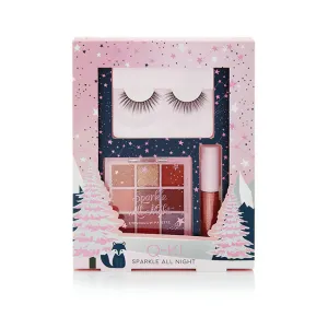 Q-KI Sparkle All Night Set by Q-KI for Women - 4 Pc False Eye Lashes. False Eye Lash Glue. Eyeshadows. Liquid Shimmer Eyeshadow