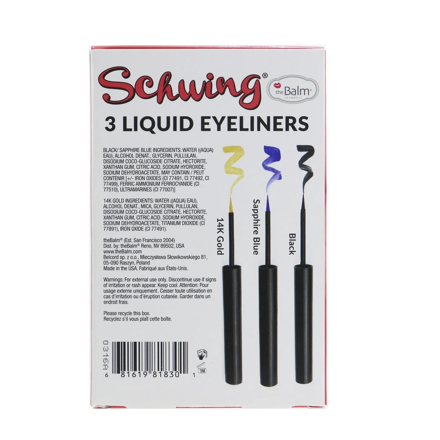 TheBalm Schwing Liquid Eyeliner Trio (3x Liquid Eyeliner)  3x1.7ml/0.05oz