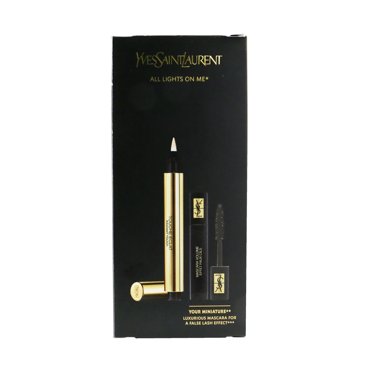 Yves Saint Laurent All Lights On Me Set (1xTouche Eclat  2.5ml/0.08oz   1x Mini Mascara Volume Effet Faux Cils) - #2 (Luminous Ivory)  2pcs